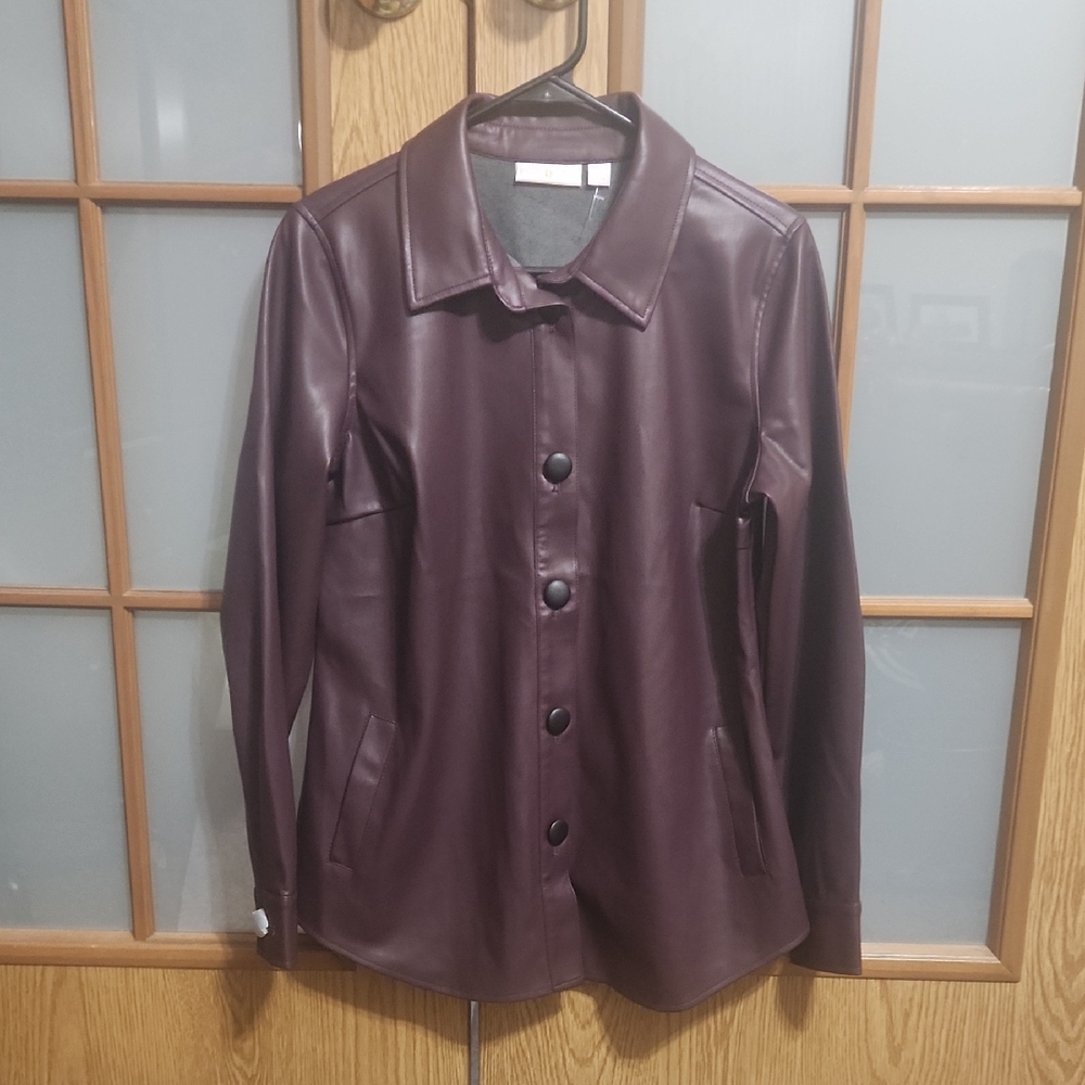 Belle By Kim Gravel Deep Purple Lightweight Pleather Jacket Size XS